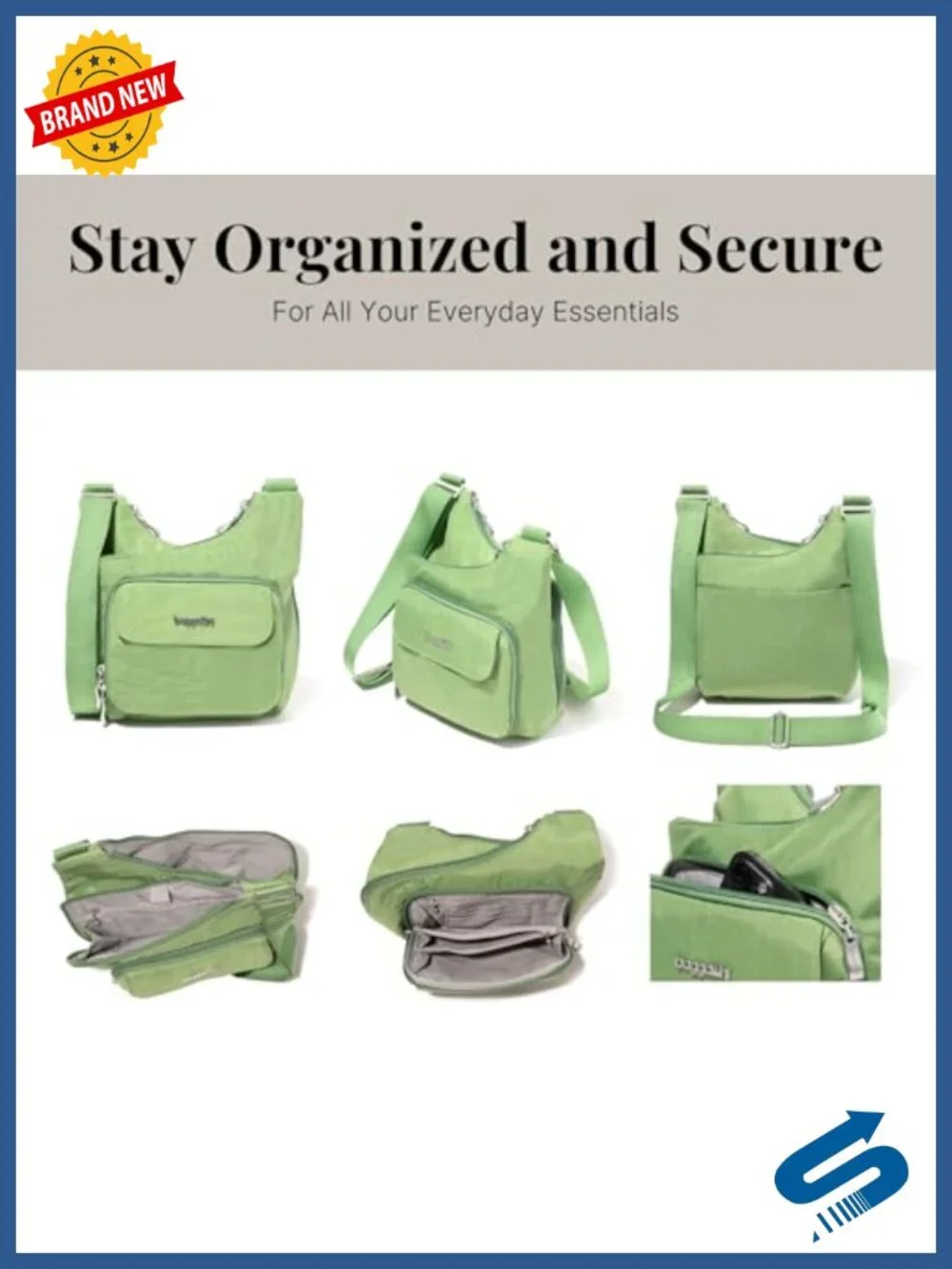 Lightweight Nylon Crossbody Bag with Wallet Organization, Adjustable Strap